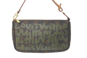 極美品 LOUIS VUITTON ルイヴィトン アクセポ ポシェット アクセソワール M92191 モノグラムグラフィティ グリーン 中古 61212