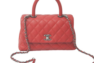 新品同様 CHANEL シャネル マトラッセ ココトップハンドル ハンドバッグ チェーンショルダー バッグ A92990 レッド 中古 61228
