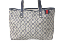 Load image into Gallery viewer, GUCCI グッチ トートバッグ GG柄 211134 GGスプリーム レザー ベージュ ネイビー ユニセックス 美品 中古 61229