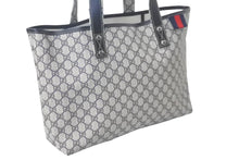 Load image into Gallery viewer, GUCCI グッチ トートバッグ GG柄 211134 GGスプリーム レザー ベージュ ネイビー ユニセックス 美品 中古 61229