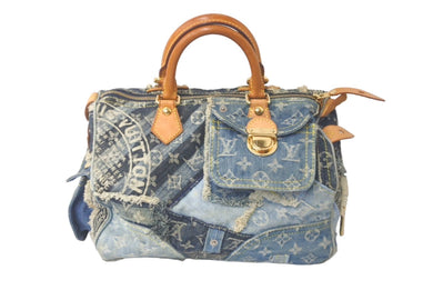 LOUIS VUITTON ルイヴィトン スピーディ30 ハンドバッグ モノグラムデニム パッチワーク M95380 美品 中古 61252