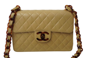 CHANEL シャネル デカマトラッセ プラチェーン ショルダーバッグ ラムスキン 3番台 ベージュ ココマーク ロゴ 美品 中古 61253