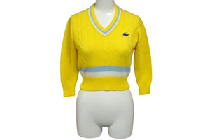 IZOD LACOSTE アイゾッドラコステ ニットセーター ヴィンテージ アクリル キッズ サイズ６ イエロー 良品 中古 61256
