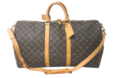 LOLOUIS VUITTON ルイ ヴィトン キーポル バンドリエール55 ボストンバッグ モノグラムキャンバス M41414 ブラウン 美品 中古 61263