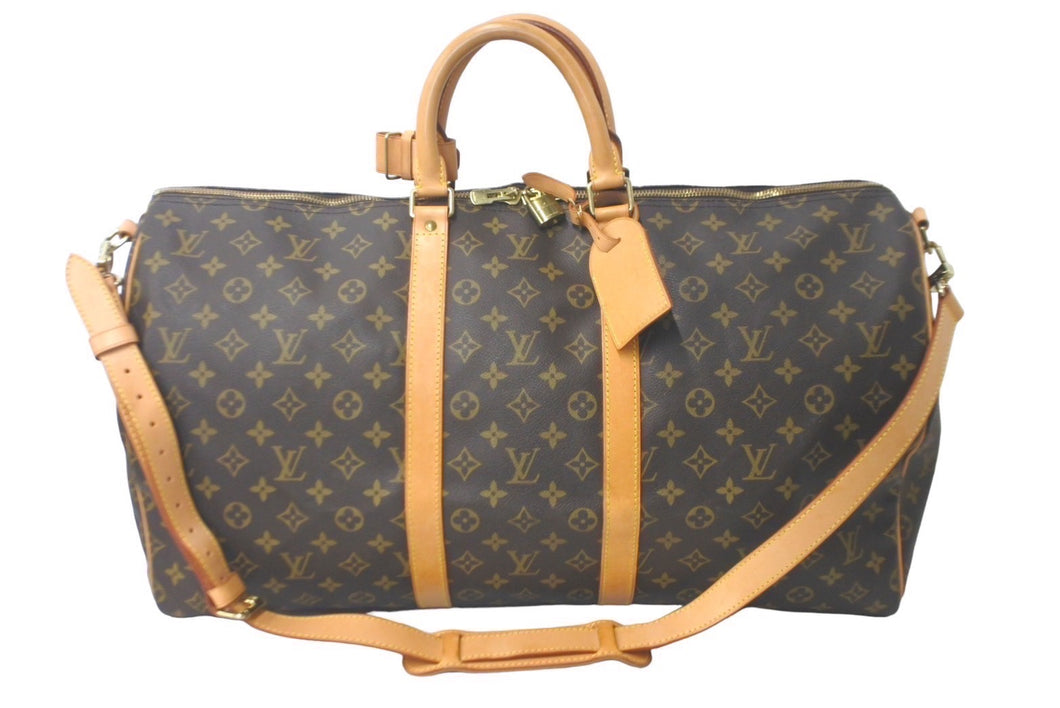 LOLOUIS VUITTON ルイ ヴィトン キーポル バンドリエール55 ボストンバッグ モノグラムキャンバス M41414 ブラウン 美品 中古 61263