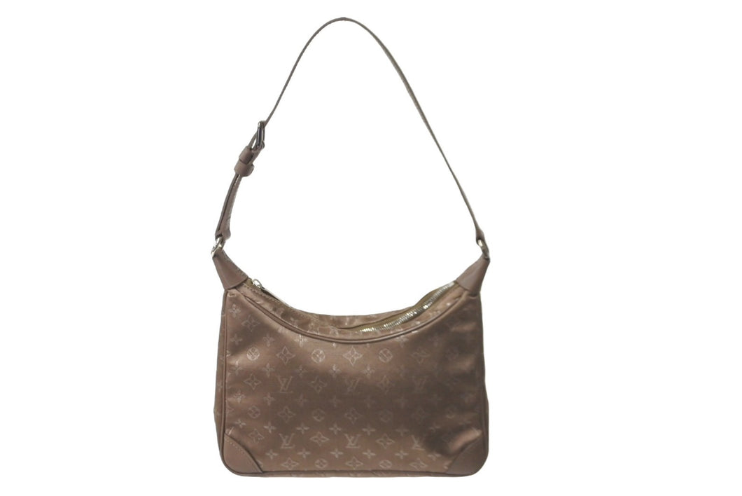 LOUIS VUITTON ルイヴィトン リトルブローニュ ハンドバッグ モノグラムサテン M92143 ベージュ レザー 美品 中古 61265