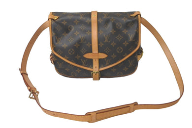 LOUIS VUITTON ルイヴィトン モノグラム ソミュールMM ショルダーバッグ ブラウン 斜め掛け M40710 美品 中古 61276