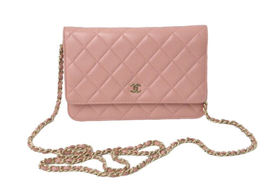CHANEL シャネル ショルダーバッグ チェーンウォレット A33814 マトラッセ ラムスキン 24番台 ゴールド金具 良品 中古 61279
