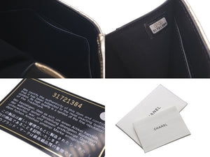 CHANEL シャネル 三つ折り財布 クラシック ココマーク マトラッセ メタリックカーフスキン 31番台 ゴールド 美品 中古 61283