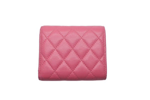 CHANEL シャネル 三つ折り財布 27番台 キャビアスキン ピンク ゴールド金具 美品 中古 61284