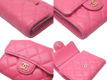 Load image into Gallery viewer, CHANEL シャネル 三つ折り財布 27番台 キャビアスキン ピンク ゴールド金具 美品 中古 61284