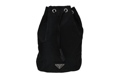 PRADA プラダ 巾着ポーチ 三角ロゴ テスート ブラック 1NA369 イタリア製 良品 中古 61286 