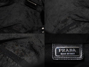 PRADA プラダ 巾着ポーチ 三角ロゴ テスート ブラック 1NA369 イタリア製 良品 中古 61286 