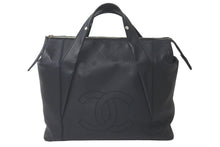 Load image into Gallery viewer, CHANEL シャネル Vステッチ ハンドバッグ 11番台 ココマーク レザー ブラック シルバー金具 中古 61289