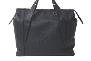CHANEL シャネル Vステッチ ハンドバッグ 11番台 ココマーク レザー ブラック シルバー金具 中古 61289