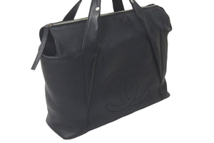 CHANEL シャネル Vステッチ ハンドバッグ 11番台 ココマーク レザー ブラック シルバー金具 中古 61289
