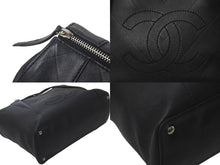 Load image into Gallery viewer, CHANEL シャネル Vステッチ ハンドバッグ 11番台 ココマーク レザー ブラック シルバー金具 中古 61289