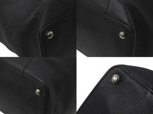 CHANEL シャネル Vステッチ ハンドバッグ 11番台 ココマーク レザー ブラック シルバー金具 中古 61289