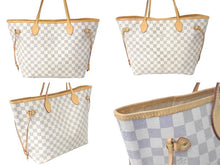 画像をギャラリービューアに読み込む, LOUIS VUITTON ルイヴィトン ネヴァーフルMM トートバッグ N51107 ダミエアズールキャンバス ホワイト 良品 中古 61293