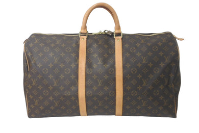LOUIS VUITTON ルイヴィトン ボストンバッグ キーポル55 M41424 モノグラム ブラウン PVC レザー 美品 中古 61295