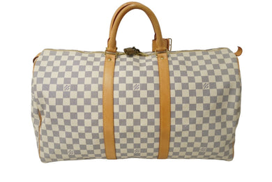 LOUIS VUITTON ルイヴィトン ボストンバッグ キーポル50 ダミエアズール N41430 ホワイト 美品 中古 61304