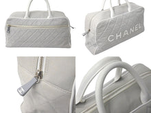 Load image into Gallery viewer, CHANEL シャネル ハンドバッグ スポーツライン ロゴ ココマーク グレー レザー キャンバス 6番台 A15457 美品 中古 61305