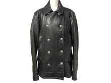 Load image into Gallery viewer, 極美品 CHROME HEARTS クロムハーツ レザーPコート ダガー BSフレア ジャパンタグ ブラック シルバー925 シルバー金具 中古 61310