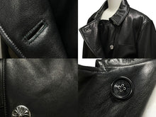 Load image into Gallery viewer, 極美品 CHROME HEARTS クロムハーツ レザーPコート ダガー BSフレア ジャパンタグ ブラック シルバー925 シルバー金具 中古 61310