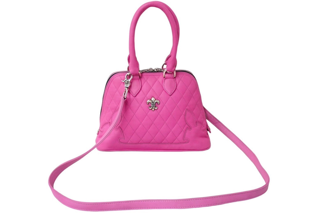 CHROME HEARTS クロムハーツ BSフレア スクロールラベル フレアニー クリップショルダー ピンク 2WAYハンドバッグ 美品 中古 61311