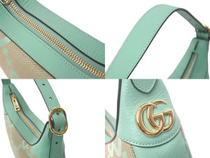 未使用 GUCCI グッチ ミニオフィディア ハンドバッグ 658551UKMBG レザー グリーン ゴールド金具 中古 61319 