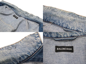 BALENCIAGA バレンシアガ グラフィティビッグフィットウォッシュ加工デニムジャケット 534556 TBP33 サイズ48 美品 中古 61323