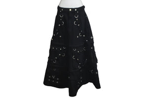 極美品 BALENCIAGA バレンシアガ マキシ リバー スカート 3WAY 22SS ブラック デニム サイズ34 681718 中古 61365