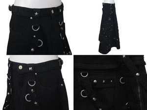極美品 BALENCIAGA バレンシアガ マキシ リバー スカート 3WAY 22SS ブラック デニム サイズ34 681718 中古 61365