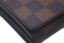 Load image into Gallery viewer, LOUIS VUITTON ルイヴィトン ダミエ ポルトフォイユ トレゾール 二つ折り財布 ブラウン ウォレット ロゴ N61736 中古 61368