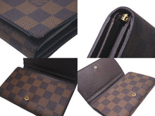 Load image into Gallery viewer, LOUIS VUITTON ルイヴィトン ダミエ ポルトフォイユ トレゾール 二つ折り財布 ブラウン ウォレット ロゴ N61736 中古 61368