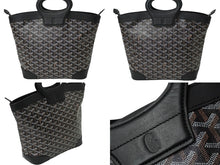 画像をギャラリービューアに読み込む, GOYARD ゴヤール ベルーガ PM ハンドバッグ ブラック シルバー金具 レザー PVCコーティングキャンバス 美品 中古 61375