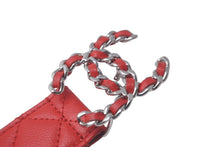 Load image into Gallery viewer, CHANEL シャネル ベルト バックル ココマーク ベルト 32/80 B20P レッド シルバー金具 美品 中古 61378