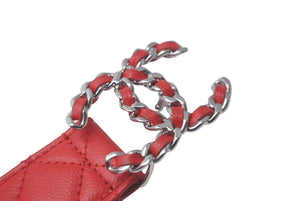 CHANEL シャネル ベルト バックル ココマーク ベルト 32/80 B20P レッド シルバー金具 美品 中古 61378