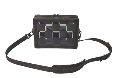 LOUIS VUITTON ルイ ヴィトン スリムソフトトランク ショルダーバッグ モノグラムチェス M20871 PVC ブラウン 美品 中古 61396