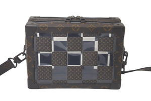 LOUIS VUITTON ルイ ヴィトン スリムソフトトランク ショルダーバッグ モノグラムチェス M20871 PVC ブラウン 美品 中古 61396
