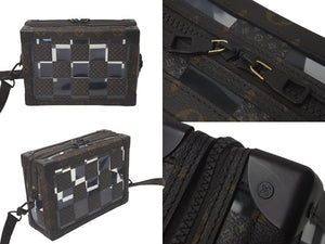 LOUIS VUITTON ルイ ヴィトン スリムソフトトランク ショルダーバッグ モノグラムチェス M20871 PVC ブラウン 美品 中古 61396