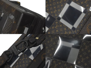 LOUIS VUITTON ルイ ヴィトン スリムソフトトランク ショルダーバッグ モノグラムチェス M20871 PVC ブラウン 美品 中古 61396
