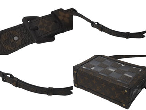 LOUIS VUITTON ルイ ヴィトン スリムソフトトランク ショルダーバッグ モノグラムチェス M20871 PVC ブラウン 美品 中古 61396