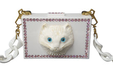 Load image into Gallery viewer, 極美品 GUCCI グッチ チェーンショルダーバッグ キャット 500259 プラスチック ラインストーン フェイクパール ホワイト 中古 61400
