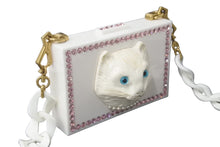 Load image into Gallery viewer, 極美品 GUCCI グッチ チェーンショルダーバッグ キャット 500259 プラスチック ラインストーン フェイクパール ホワイト 中古 61400
