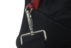 PRADA プラダ バケットバッグ ハンドバッグ テスート ナイロン 三角ロゴ 筒型 1BE026 ブラック レッド 美品 中古 61401 