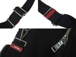 PRADA プラダ バケットバッグ ハンドバッグ テスート ナイロン 三角ロゴ 筒型 1BE026 ブラック レッド 美品 中古 61401 