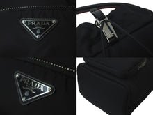 画像をギャラリービューアに読み込む, PRADA プラダ バケットバッグ ハンドバッグ テスート ナイロン 三角ロゴ 筒型 1BE026 ブラック レッド 美品 中古 61401 