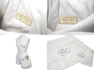 PRADA プラダ ソフト パデッドナッパレザー ハンドバッグ ホワイト 2WAY 1BA359 ゴールド金具 美品 中古 61403 