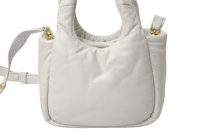 PRADA プラダ ソフト パデッドナッパレザー ハンドバッグ ホワイト 2WAY 1BA359 ゴールド金具 美品 中古 61403 